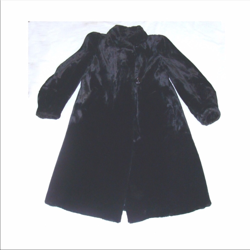 Vintage black plush soft faux fur coat Size S/M